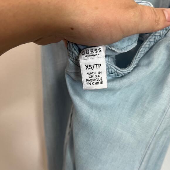Guess Blue Denim Maxi Dress Size XS Spaghetti Strap Summer Boho Festival - Picture 7 of 9